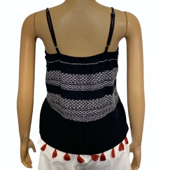 A.N.A Babydoll Tank Top Boho embroidered Black White Rust size M - Picture 2 of 14